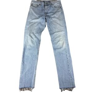 Rag Bone Jeans Women Size 25 Blue Denim Mid Rise Straight Distressed Raw Hem
